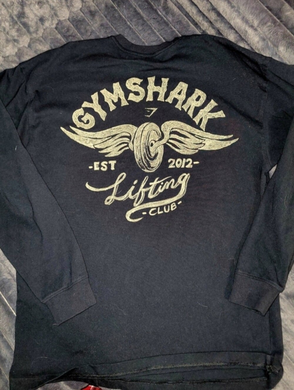New.  Gymshark Black Long Sleeve Crew with Small Gold Logo